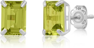 MAX + STONE 14k Yellow or White Gold Solitaire 7x5mm Gemstone Stud Earrings