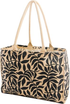 KAF Home Jute Market Tote Bag with Handles (Leaves)