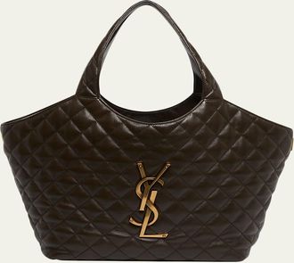 Saint Laurent Icare Medium Tote Bag in Lambskin Leather