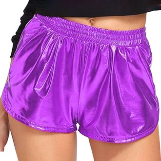 Generic Sparkly Shorts, Metallic Shorts Women, Casual Elasticated Waist Hot Pants Lightweight Quick-Drying Hotpants Loose Straight Short Pants Shiny Sequin Sh