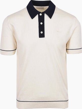 GANT Mens GANT COTTON MODAL KNITTED POLO CREAM - Size: 38