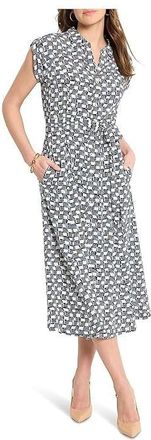 Nic+Zoe Womens NIC+ZOE Basketweave Ecovero Sonni Dress Gray White RED50