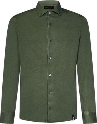 Drumohr Overhemden, Heren, Groen, M, Katoen, Katoenen overhemd voor heren