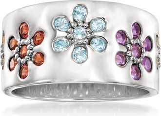 Ross-Simons Multi-Gem Flower Ring in Sterling Silver