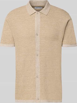 Jack & Jones Jack & Jones Regular Fit Freizeithemd mit Polokragen und Knopfleiste in Beige, Gr&ouml;&szlig;e XXL