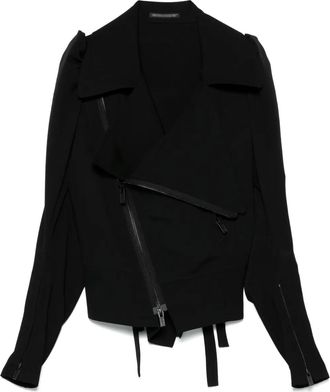 Yohji Yamamoto Giacca biker in lana - Nero