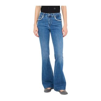 Liu Jo Flared Jeans, female, Blue, Size: W28 L32 Zip and Button Denim Jeans with Front and Back Pockets