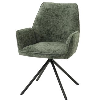 Hhg Hhg - Nunca Usado] Silla De Comedor 494, Silla De Cocina Silla Con Reposabrazos, Posici&oacute;n Autom&aacute;tica Giratoria, Chenilla Oeko-tex Mvg, Verde