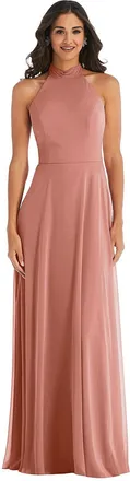 After Six High Neck Halter Backless Maxi Dress