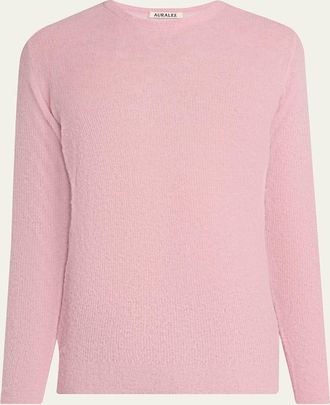Auralee Mens Baby Suri Alpaca Sheer Knit Crewneck Sweater