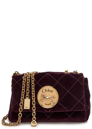 Chloé Heritage Quilted Velvet Shoulder bag - Dark Brown - One Size
