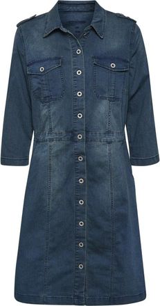 Cream Denim Uniform Jurk met &frac34; Mouwen - Dames - Shirt Kleedjes - Blauw - L - Denim - Kleedjes