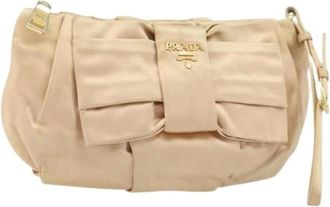 Prada Pre-owned Clutches, female, Beige, Size: ONE SIZE Pre-owned Satin Pouch