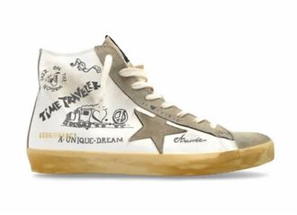 Golden Goose Womens Francy Suede Sneakers In White/black