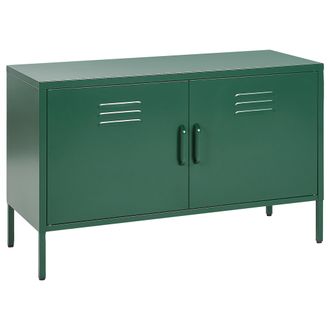 Beliani Beliani - Aparador De Metal Verde 100 X 40 Cm 2 Puertas Estantes Protectores Patas Uria