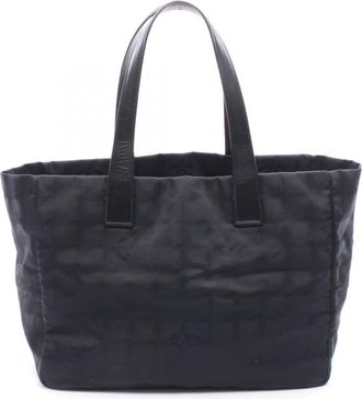 Chanel Black Leather Nylon Canvas Handbag Tote Bag (Pre-Owned)