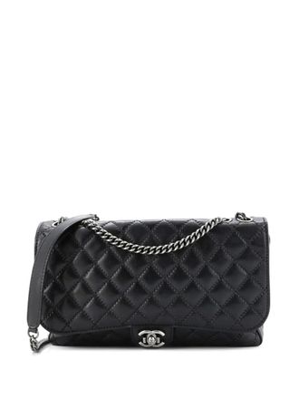 Chanel CC Push Lock Flap Bag Stitched Calfskin Jumbo shoulder bag - Zwart