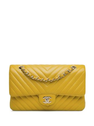 Chanel 2017-2018 Medium Classic Chevron Lambskin Double Flap shoulder bag - Yellow