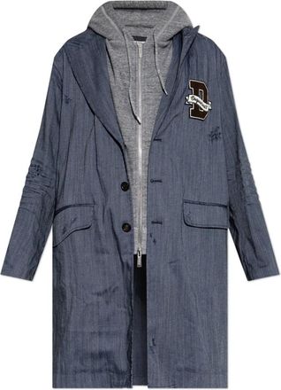 Dsquared2 Jas Met Gecombineerde Materialen - Heren - Mantel - Blauw - L - Katoen - Jassen