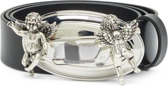 Diesel Black Cherub Buckle Detail Silk-Nylon Blend Belt