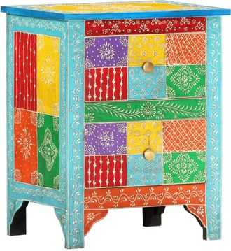 vidaXL Vidaxl - Mesita de noche pintada a mano madera maciza mango 40x30x50 cm