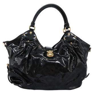 Louis Vuitton L Hobo Surya Leather Black Patent_Leather Handbag (Pre-Owned)