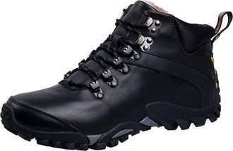 Generic Mens Boots Fashion Casual Sneakers Breathable Flat Bottom Casual Shoes Winter Padded Warm Mens Boots Hot Weather Boots (Black, 8.5)