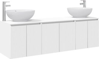 vidaXL Juego De Muebles De Ba&ntilde;o 3 Uds. Blanco 161.5 X 44.5 X 80 Cm Vidaxl