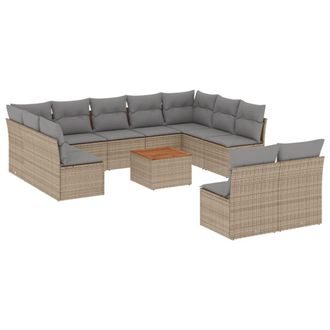 vidaXL Vidaxl - Set Divano Da Giardino 12 Pz Con Cuscini Beige Misto Polyrattan