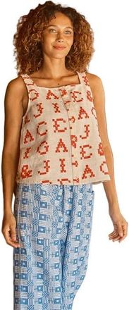 Ace & Jig Anu Button-up Square Neck Tank Top in Monogram at Nordstrom, Size 3X