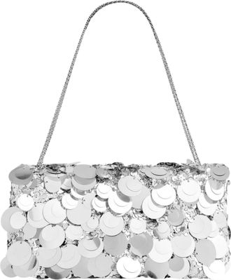 Paco Rabanne Silver Sparkle Baguette Mega-Sequins Polyester Baguette Bag