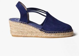 Toni Pons Womens TREMP Ladies Suede Wedge Espadrilles Navy - Blue - Size UK 4