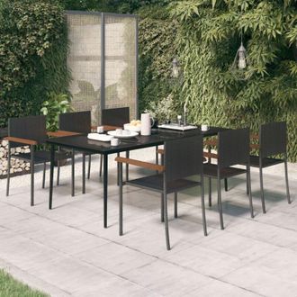vidaXL Juego De Comedor Para Jard&iacute;n 7 Piezas Negro Vidaxl