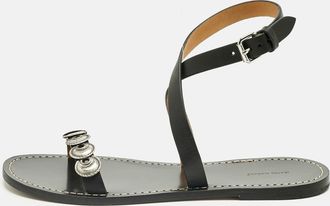 Isabel Marant Black Leather Eldory Ankle Strap Flat Sandals