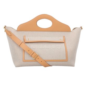 Burberry Womens Soft Pocket Medium Tote Bag - Grey Lambskin - One Size