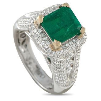 Luxury Bazaar 18K White Gold 1.30ct Diamond and Emerald Ring MF27-050726