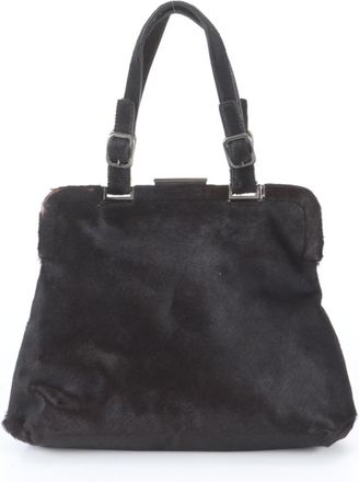Prada Brown Leather Handbag Tote Bag (Pre-Owned)