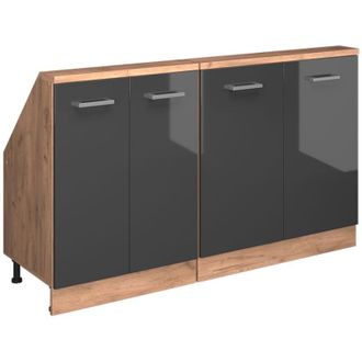 Vicco Set di mobili sottotetto Rion, Antracite lucido/oro power oak, Set di 2, Vicco