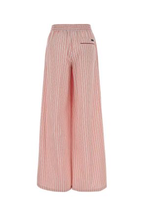Dolce & Gabbana Womens Embroidered Poplin Wide-Leg Pant Rigato Exterior: Cotton Silk Pantaloni Trousers