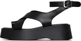 Cesare Gaspari Sandali in camoscio con incrocio - - Shoes - Donna - Nero - 39 EU