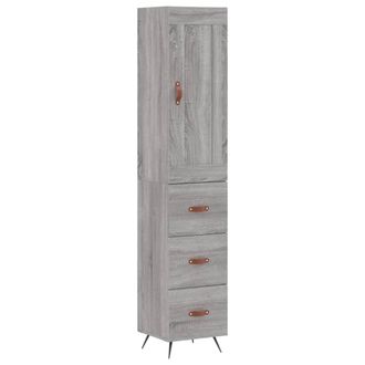 vidaXL Aparador Alto Madera Contrachapada Gris Sonoma 34,5x34x180 Cm Vidaxl