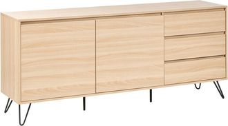 Beliani Aparador 2 Puertas Tablero Aglomerado 2 Cajones Estilo Minimalista Marr&oacute;n Claro Cardigan