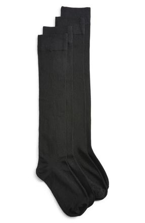 K. Bell Socks Assorted 2-Pack Comfort Top Knee High Socks in Black at Nordstrom, Size 9