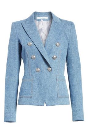 Veronica Beard Caden Denim Dickey Jacket in Mid Blue at Nordstrom, Size 6