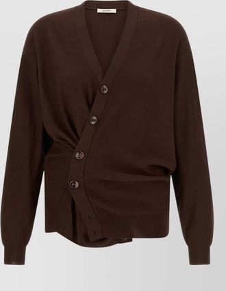 Christophe Lemaire ribbed asymmetric wrap v-neck cardigan
