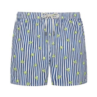 Saint Barth Beachwear, male, Blue, Size: 2XL Octopus W Stripes Swim Trunk