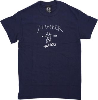 Thrasher Logo Print Navy/White T-shirt - Heren - T-shirts - Blauw - XL - Katoen - Tops