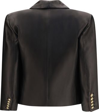 Balmain Womens Leather Jacket Spencer Black Lamb Blazers