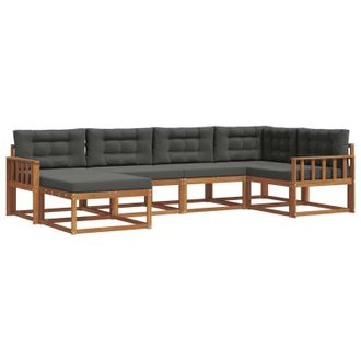 vidaXL Conjunto De Sof&aacute;s De Exterior 6 Pcs Natural Y Antracita Vidaxl