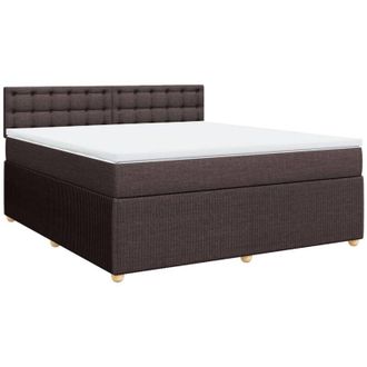 vidaXL Vidaxl - Cama Box Spring Con Colch&oacute;n Tela Marr&oacute;n Oscuro 180x200 Cm